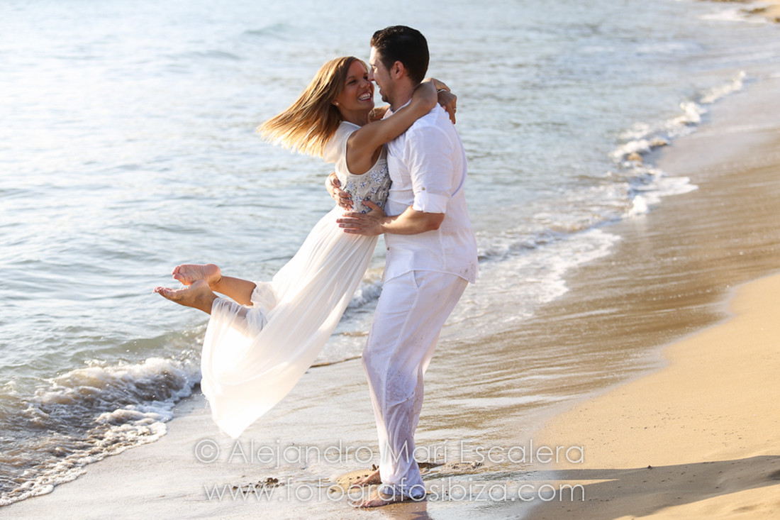 wedding shoot on the beach Ibiza sunset