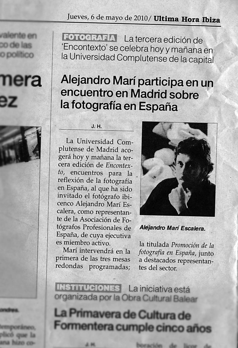 El fotógrafo ibicenco en Encotexto. Conferencia de fotografia en la Universidad de Bellas Artes en Madrid